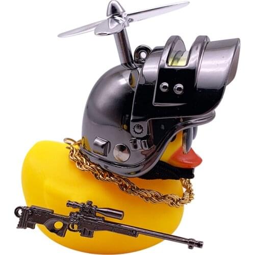 Car Interior Decoration Yellow Duck with Helmet for Bike Motor Accessories Without Lights Auto Car Accessories Duck In The Car