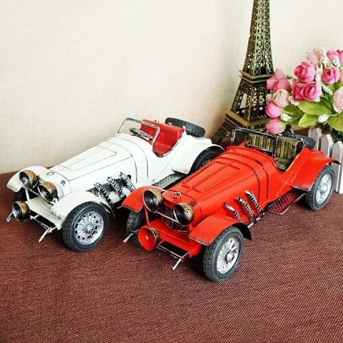 Vintage Handmade Classic Queen for Mercedes Roadster Retro Metal Cars Model Miniature Bar Furnishings Kid Toys Gifts
