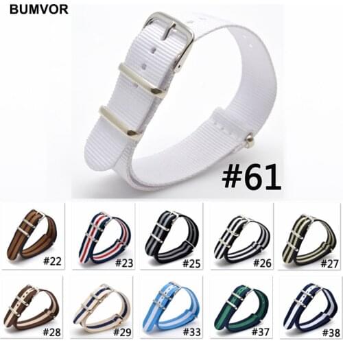 BUMVOR 1Pcs Nato Strap 16mm 18mm 20mm 22mm Nylon Watch Band Waterproof Watch Strap for Nato Army Sport Watch Dropshipping Belt