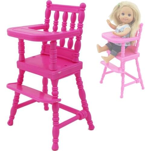 1 Pcs Pink High Stool Chair Nursery Dinner Room Dollhouse Assemble Furniture for Barbie Sister for Kelly Doll Accessories Toy
