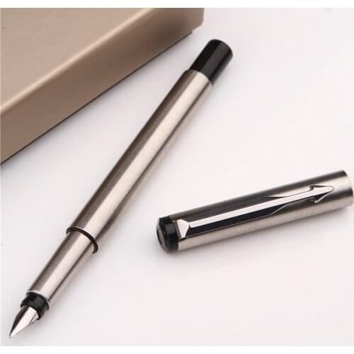 1PC Silver Metal Vector Fountain Pen 0.5mm Nib Full Metal Body Pens Business Gift Writing Calligraphy Office Supplies
