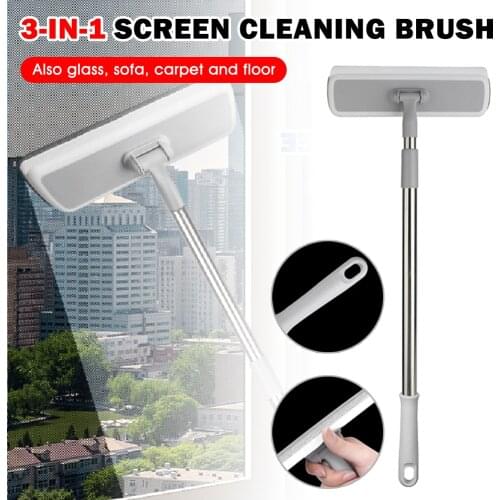 1pcs Fly Mosquito Window Mesh Screen Brush Curtain Net Wipe Cleaner Carpet Brush Home Retractable Long Handle Cleaning Tools