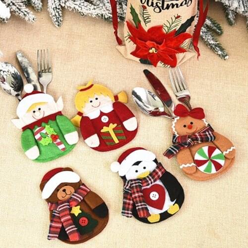 2021 Christmas Decor Tableware Holder Cutlery Bag Xmas Noel Christmas Decorations for Home Noel Navidad Ornaments New Year 2022