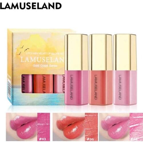 3Pcs/set Lipstick Makeup Lip Gloss Metallic Matte Moisturizing Lipgloss Makeup Waterproof Lip Glazed Lip Tint Maquiagem TSLM1