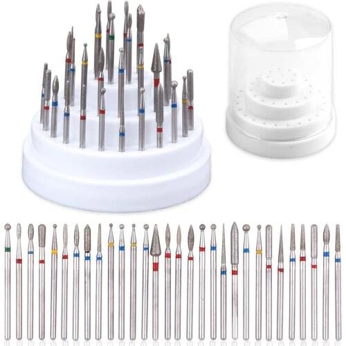 30Pcs/set Diamond Nail Drill Bits Manicure Apparatus Nail Cutter Drill Grinder Milling Cutter Gel Polish Remover Nail Bit Holder