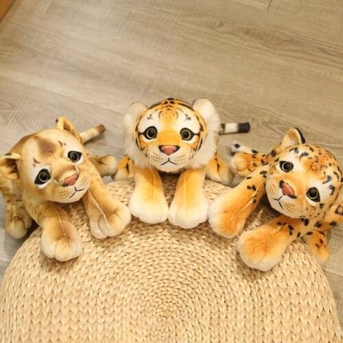32cm Simulation Lion Tiger Leopard Plush Toys Lifelike Animal Dolls Stuffed Soft Doll Kawaii Room Decor Gift for Baby Kids