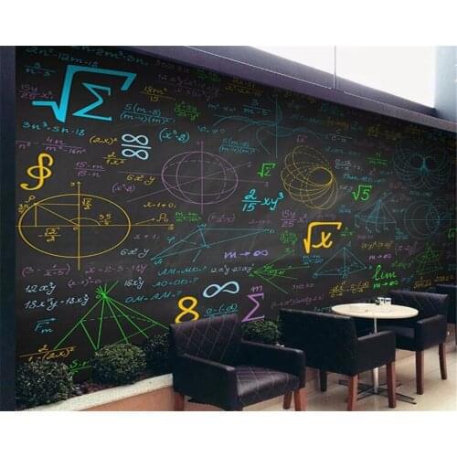 Beibehang Custom Wallpaper Math formulas color chalk blackboard background walls 3d wallpaper mural papel de parede