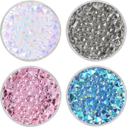 4 Colors Gradient Resin Ginger Snap button Charms With Copper Metal Base Fit 18mm Snap Jewelry Vn-1998