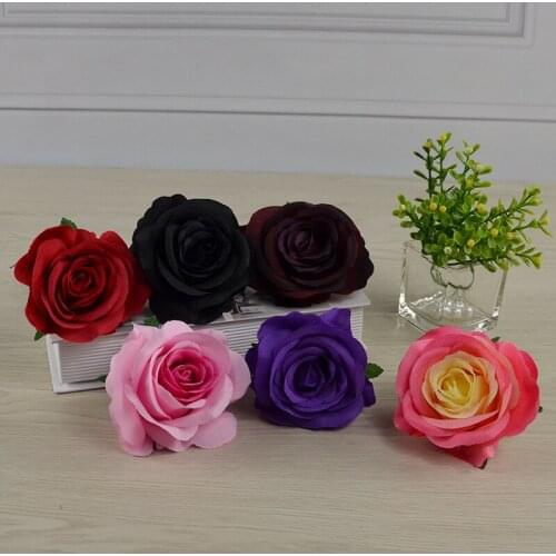 5PCS 8cm Artificial Roses Flower Head Christmas Wedding Birthday Party Flower Wall Photography Props Fake Flowers DIY Garland
