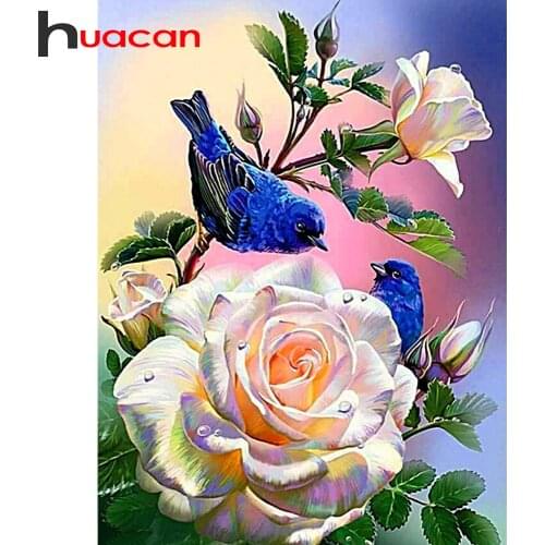 Huacan 5d Diamond Painting Bird Flower Full Drill Animal Diamond Embroidery New Arrival Cross Stitch Diamond Mosaic