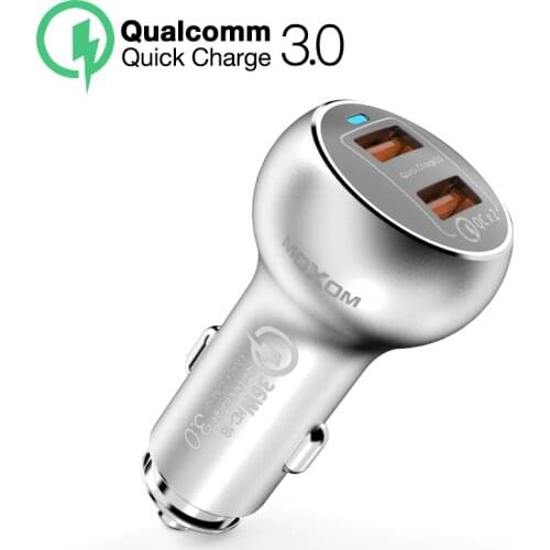 MOXOM 36W USB Car Charger Dual Quick 3.0 Charge for iPhone Xiaomi Huawei USB Fast Charger for Samsung S9 S8 Car Phone Charger