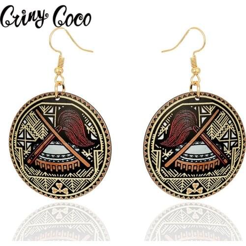 Cring Coco Original Design Acrylic Earrings For Women Brown Drum Drop Earring Jewelry Vintage Handmade Pearl For Girls