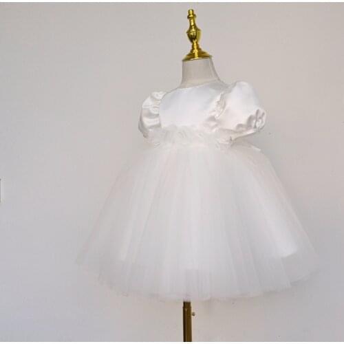 Flower baby Girl Dress White Summer Tulle Birthday Christening Gown Party Dresses Evening Wedding Childrens Dress for girls