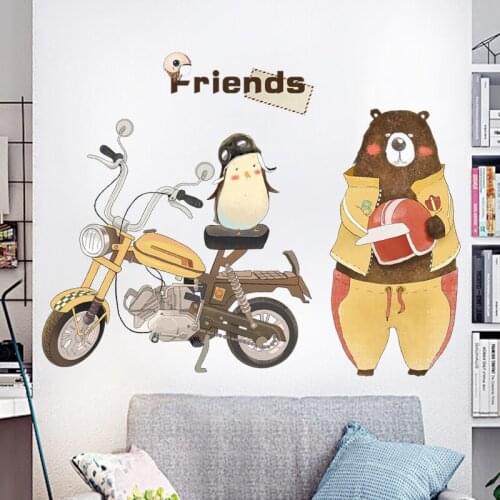 European Wall Stickers Bedroom Creative Cartoon Animal Decals Living Room Corridor Porch Self Adhesive Wallpaper Home Decoration