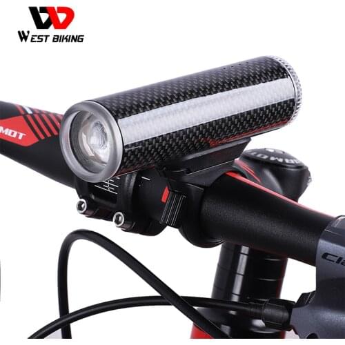 WEST BIKING Bicycle Light Carbon Fiber/Aluminium Alloy USB Rechargeable Flashlight Waterproof Cycling Headlight Bike Front Light