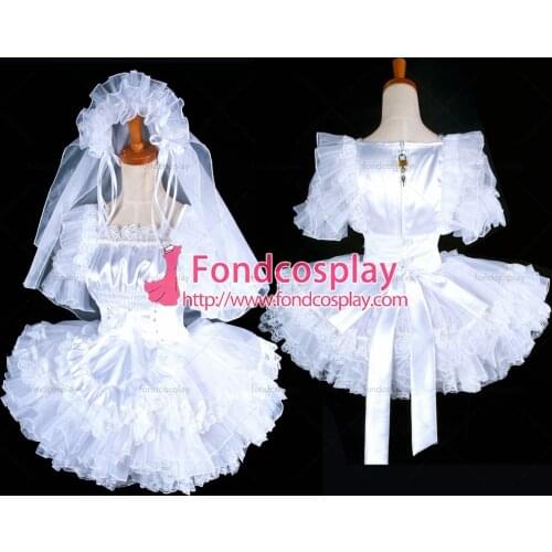 Lockable Satin Sissy Maid Wedding dress Tailor-made [G1596]