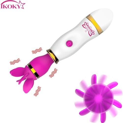 IKOKY 12 Speed AV Stick Nipple Clitoris Stimulator Tongue Licking Vibrator 360 Degree Rotation Female Masturbator