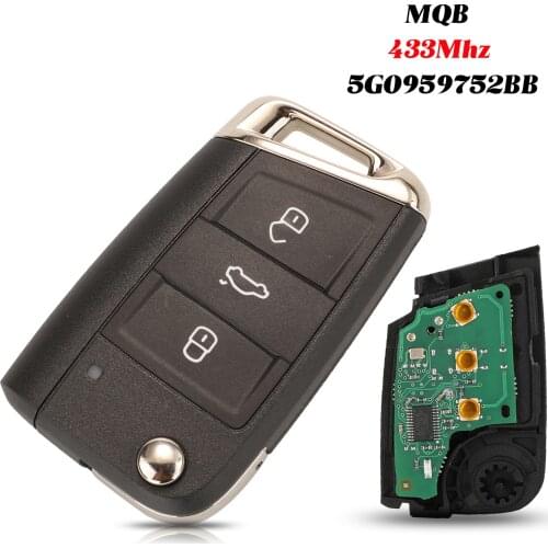 Jingyuqin 3Buttons 433Mhz MQB Remote Car Key For VW Seat Golf7 MK7 Touran Polo Tiguan FOB 5G0959752BB With Blade Replacement