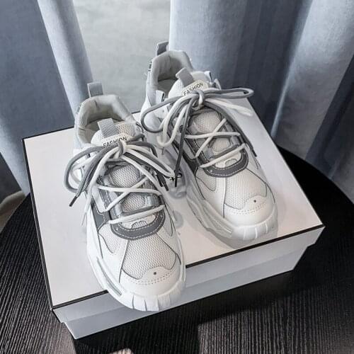 Platform Sneakers For Women Chunky Shoes Brand Fashion Lacing Walking Trainers Mesh Casual Shoes Woman Vulcanized Shoes