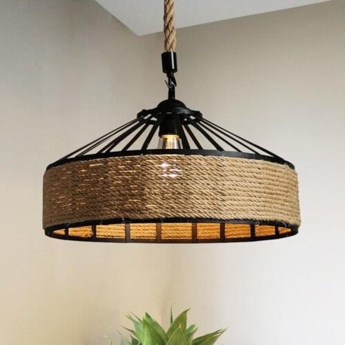 Retro style industrial twine pot lid chandelier lamps restaurant bar shop light