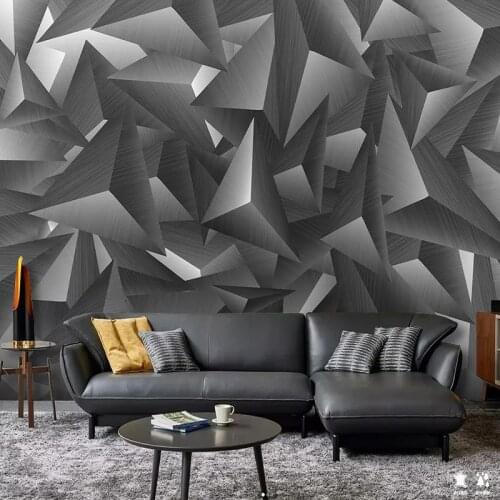 Custom Mural Wallpaper Modern Fashion Grey 3D Stereo Geometry Wal Painting Living Room Bedroom Backdrop Self-Adhesive Wallpapers
