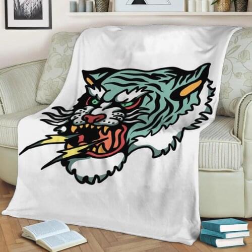 Angry tiger Flannel Throw Blanket 3D Printed Keep Warm Sofa Child Blanket Home Decor Textiles Dream Family Gift