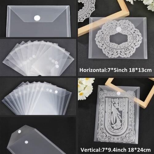10pcs/set 18x13cm/18x24cm Plastic Storage Bag For Storing Dies Stamps Embossing Template Organizer Holders Transparent Bags