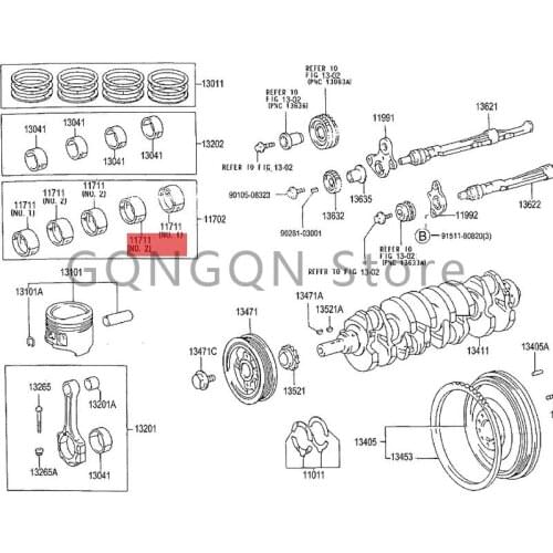 CAR crankshaft bearing 1981-1995 Toy ot aSUP RA MAR K 2 CRE SSI DA CHA SER crankshaft bearing crankshaft bearing STD