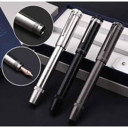 Hero H718 fountain pen 10k gold nib rotary piston ink converter cover hidden flexible nib business office gift box