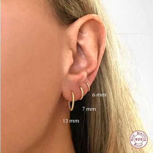 CANNER 925 Sterling Silver Cartilage Aretes Round Circle Earring Stud Earrings for Women Girl Fine Earring Wedding Jewelry Gift