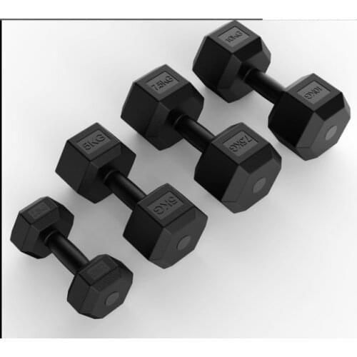 Hexagon dumbbell mens home fitness equipment 5KG10KG ladies rubberized fixed dumbbell set