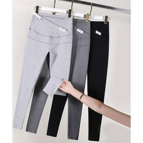 95% Cotton Pants Across V Low Waist Belly Maternity Skinny Legging Adjustable Pants Clothes for Pregnant Women Pregnancy Clothes