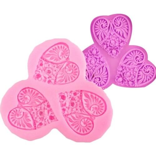 Love Heart Shaped Flower Silicone Fondant Mold Cake Baking Tool DIY Cake Tool