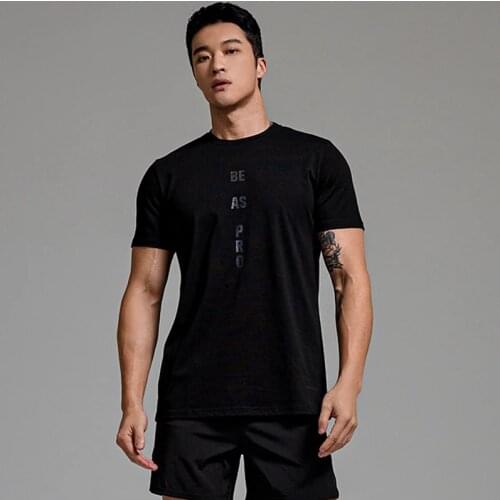 Sports mens T-shirt summer cotton round neck fast drying breathable casual Fitness mens short sleeves Letter printing Tees