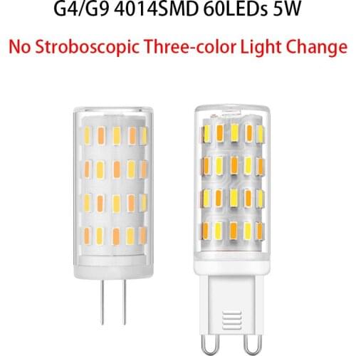 G4 G9 LED Bulb 5W Three Changing Color Corn Light 220V 4014SMD 60LEDs Non-Flashing Energy-saving LED Lamp Home Decor Lighting