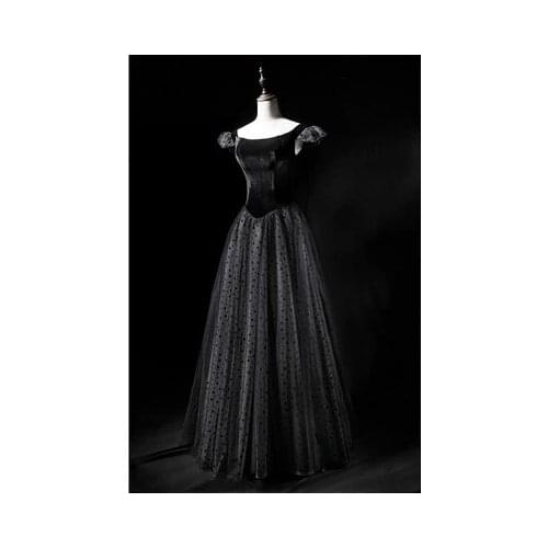Customs size black velvet polka dot veil long gown dark medieval Renaissance Gown Costume Victorian Marie Antoinette/ Belle Ball