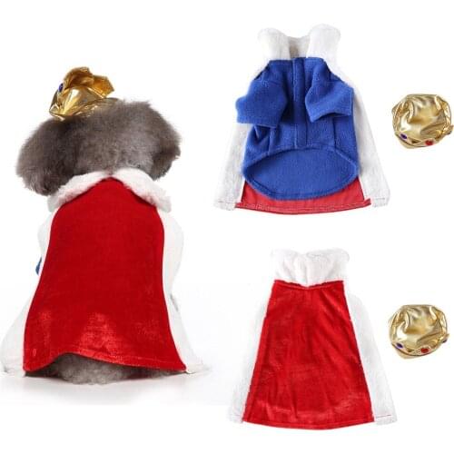 Pet Dog Funny Clothes Dogs Cosplay Role Playing Suit King Suit With Hat Halloween Christmas Clothes Party Costume Suit S-XL