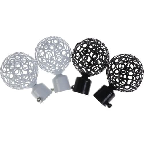 22mm 28mm Dia Drapery Curtain Rods Iron Ends Caps Finials Black Window Treatment Accessories - 2Pcs