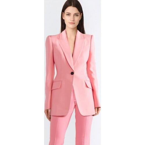 2019 New Women One Button Single Breasted Slim Fit Pant Suits Female Custom Made 2 Pieces Office Lady Outfit Tuxedos Suits