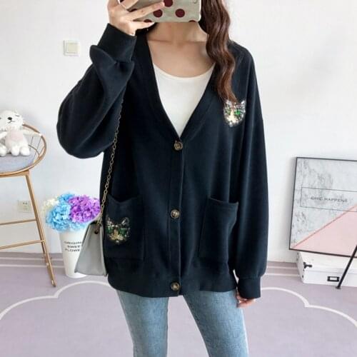 Autumn new womens plus size sweater 5XL-9XL plus size womens long-sleeved V-neck pocket button knit short cardigan sweater