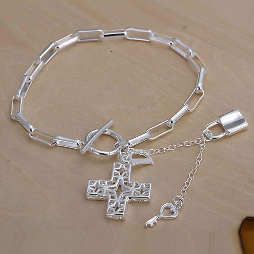 DT-H170 Hot Sale Silver Color Bridal Jewelry Bracelets For Women,Wholesale Christmas Gift Charm Fashion Cross Pendant Bracelet