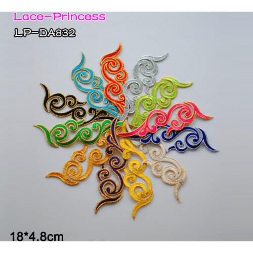 10 pairs 18X4.8CM colorful ribbon polyester embroider DIY lace patches Lace flowers Applique Garment accessories LP-DA832