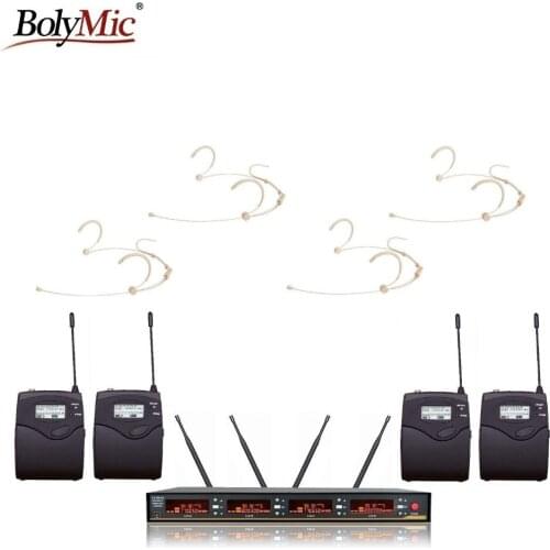 4 channels wireless microphone UHF Wireless Headset Microphone System Bolymic
