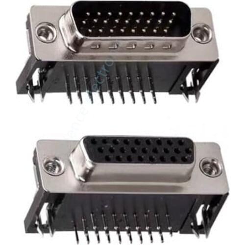 5pcs/lot D-sub DB26 HDR26 Connector Male/Female Plug 26-pin 3-Row Right Angle Port Terminal Breakout