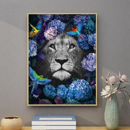 5D DIY Diamond embroidery Jungle Flowers Parrots Lion Mosaic Kit Hobbies And Crafts Diamond Painting Square Round Rhinestone