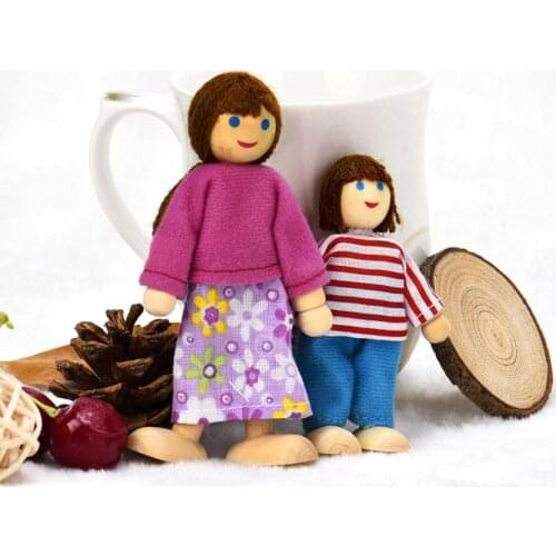 6 Family Dolls /Set Cartoon Wooden House Family Dolls Kids Children Pretend Play Gift Toy In-Stock Movable joints Dolls 35