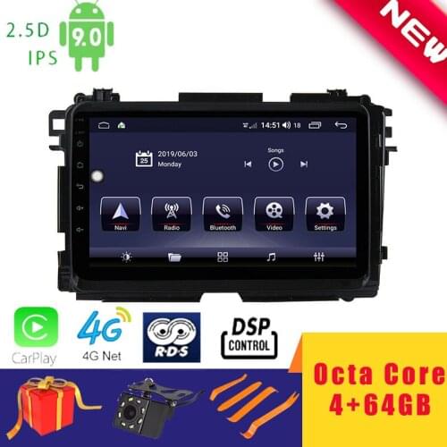 9'' Android 10.0 Car Radio GPS Multimedia Player for Honda Vezel XRV 2015 Stereo Head Unit Octa Core DSP 2.5D+IPS 4G Carplay