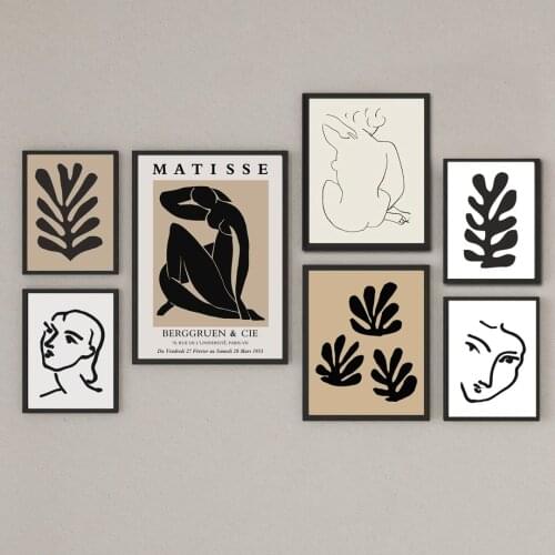 Abstract Matisse line Body art Leaf Plant Wall Art Canvas Painting Nordic Posters And Prints Wall Pictures For Living Room Decor