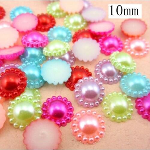 Free Shipping 10mm 144pcs Sunflower Half Round Falt back Imitation Pearls ABS Resin beads For DIY