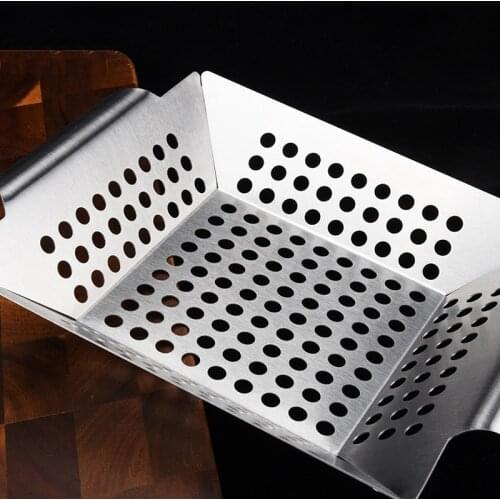 Large Grilling Basket For More Vegetables Meat Stainless Steel Grill Basket Barbecue Accessories Tray BBQ Tools Kitchen Gadgets